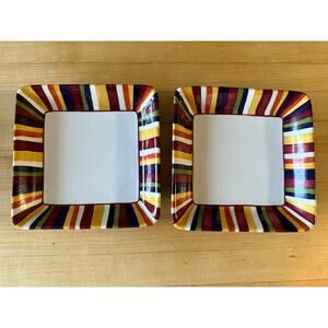 Simple Additions Pampered Chef Small Square Plates 7" Striped